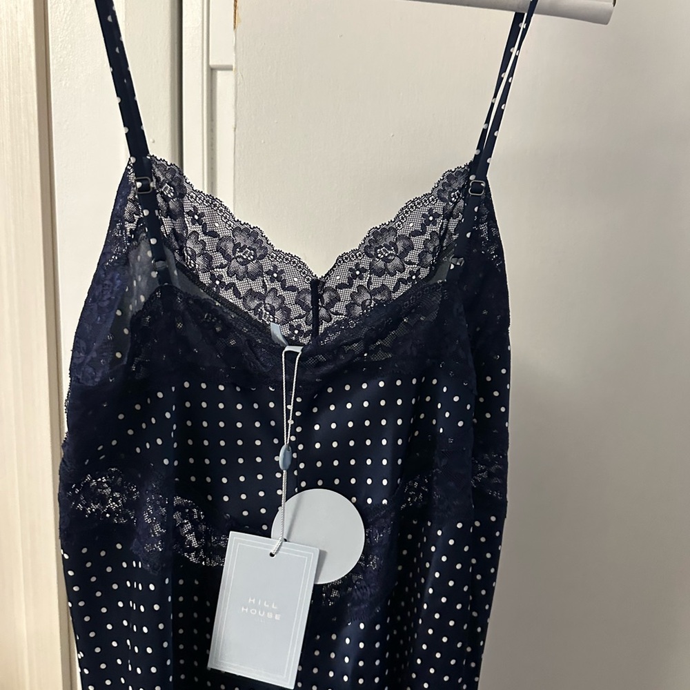 Hill House Ida Navy Polka Dot Lace Slip Women’s Dress